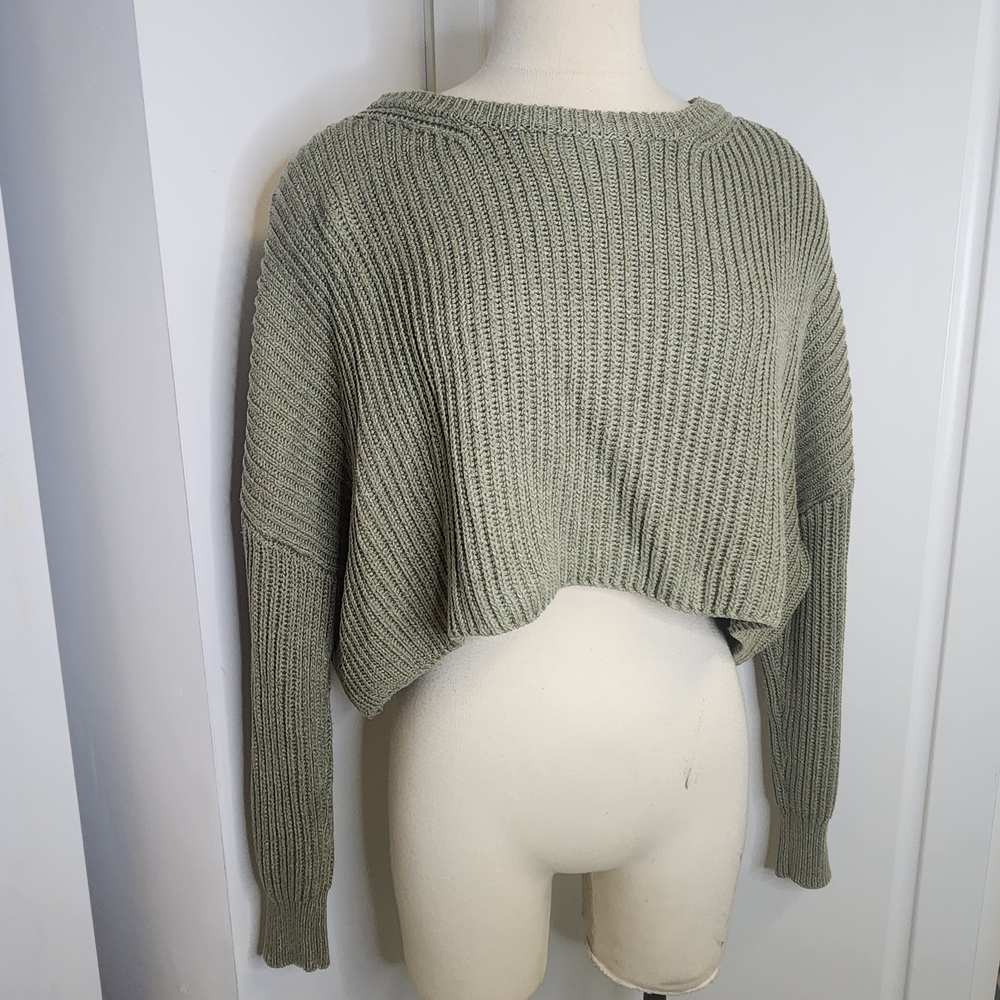 Cotton Candy Sage Green Women's Crew Neck Sweater